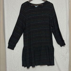 Good Luck Gem Black Top with Glitter Rainbow Stripes.